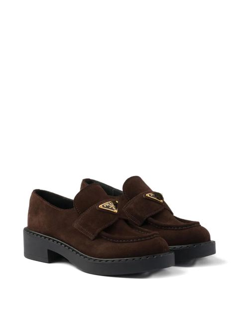 Prada suede triangle-logo loafers - Brown - zdjęcie produktu nr 2