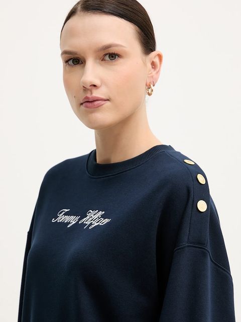 Tommy Hilfiger bluza bawełniana damska kolor granatowy z nadrukiem WW0WW48783