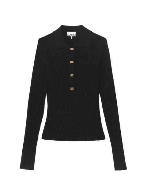 GANNI logo-detail polo top - Black - zdjęcie produktu nr 1