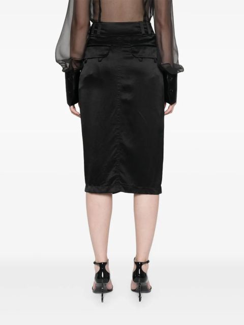 Saint Laurent silk midi skirt - Black