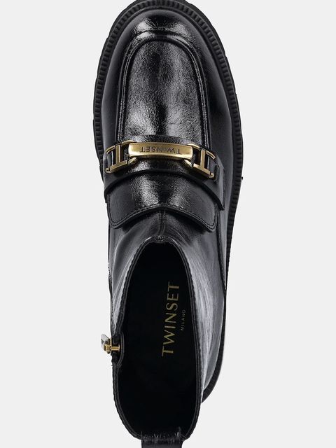 Twinset botki damskie kolor czarny na płaskim obcasie 252TGT082 - zdjęcie produktu nr 2