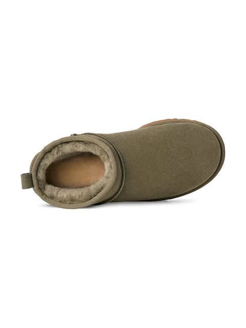 UGG śniegowce zamszowe Classic Ultra Mini kolor zielony 1116109.MMP