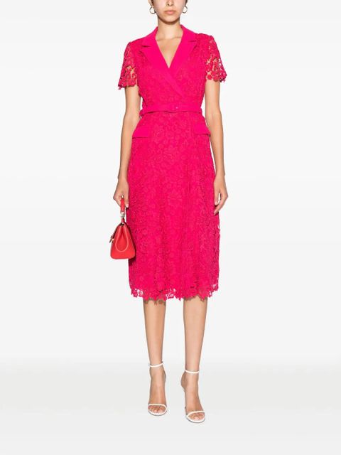 Self-Portrait belted lace midi dress - Pink - zdjęcie produktu nr 2
