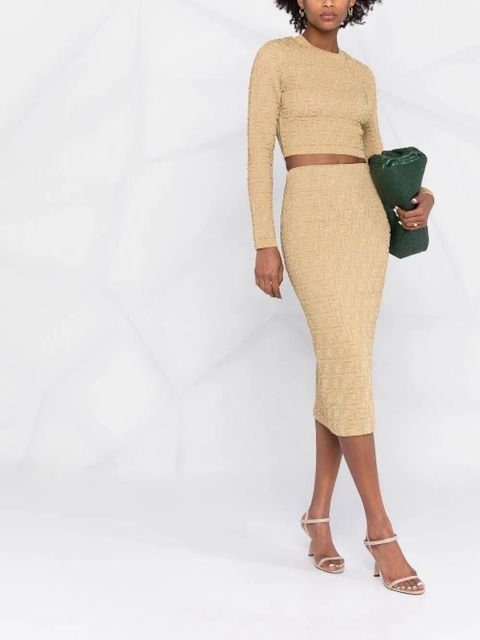 FENDI FF-motif pencil skirt - Gold