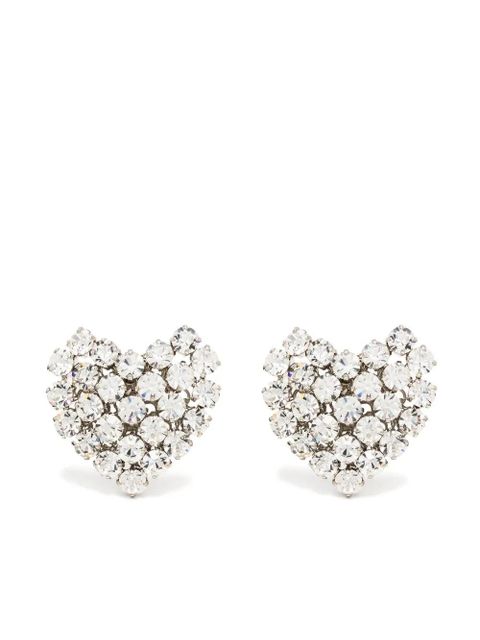Alessandra Rich crystal-embellished heart-shaped earrings - Silver - zdjęcie produktu nr 1