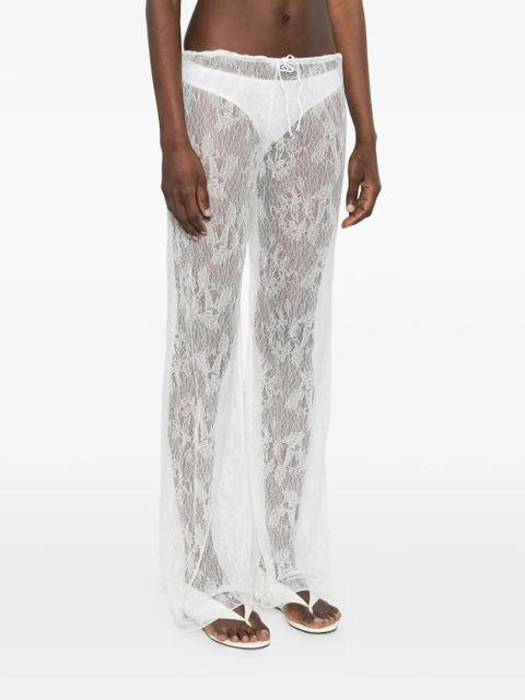 Oséree lace drawstring palazzo pants - White