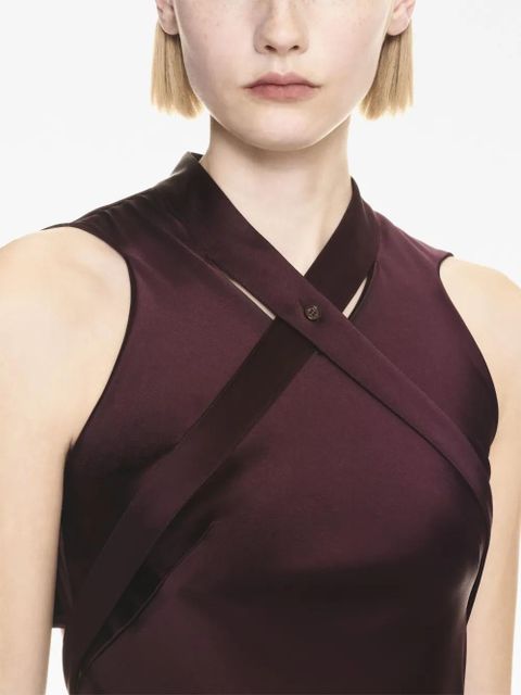 Off-White crossover-strap satin midi dress - Red