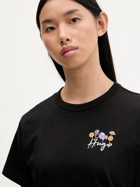 HUGO t-shirt bawełniany damski kolor czarny 50555813