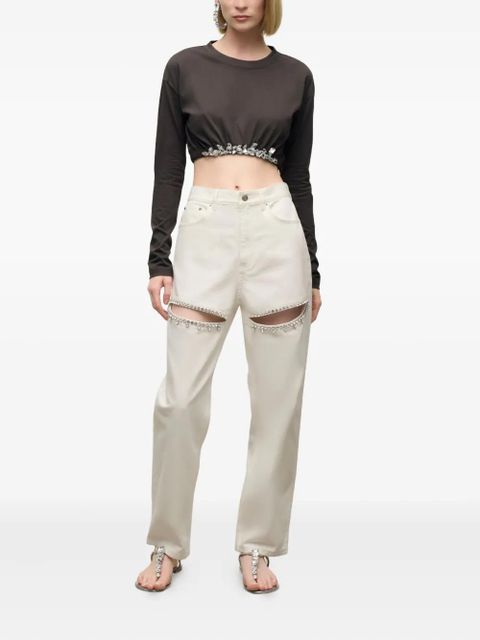 AREA crystal-cluster long-sleeve t-shirt - Grey