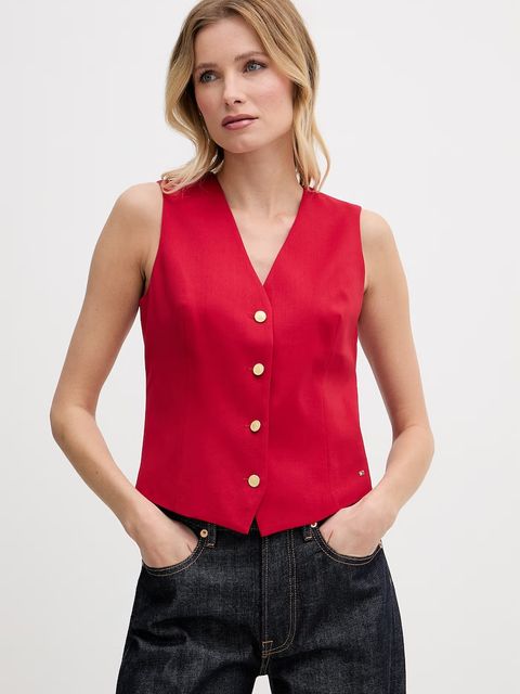 Tommy Hilfiger kamizelka jednorzędowa damska z dodatkiem wełny - zdjęcie produktu nr 1