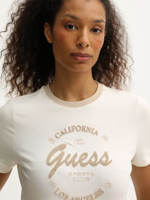 Guess t-shirt GALA damski kolor beżowy V5BI03 J1314