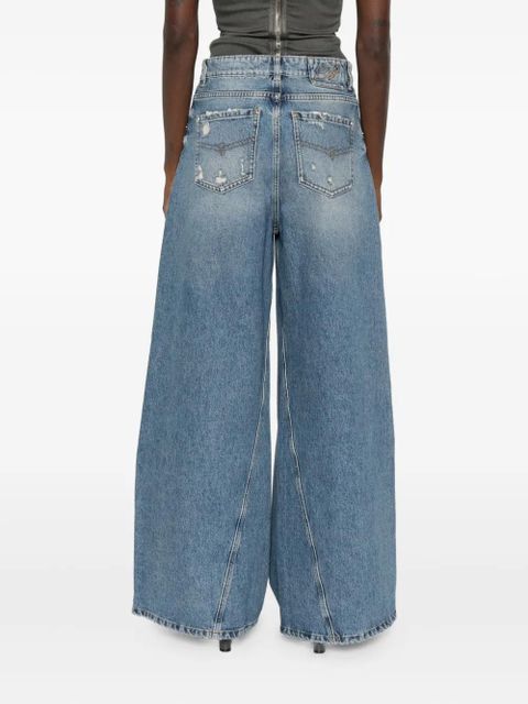 Blumarine distressed frayed jeans - Blue