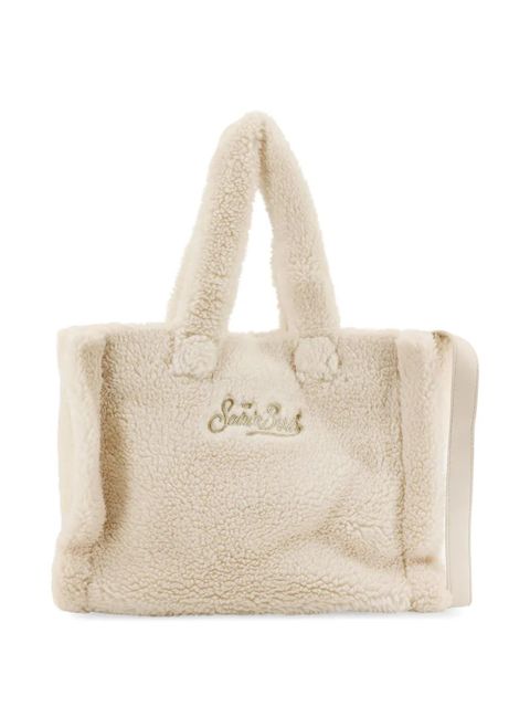 MC2 Saint Barth Colette teddy-texture logo-embroidered shoulder bag - Neutrals