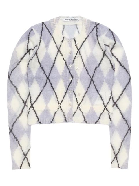 Acne Studios diamond-pattern mohair cardigan - White - zdjęcie produktu nr 1