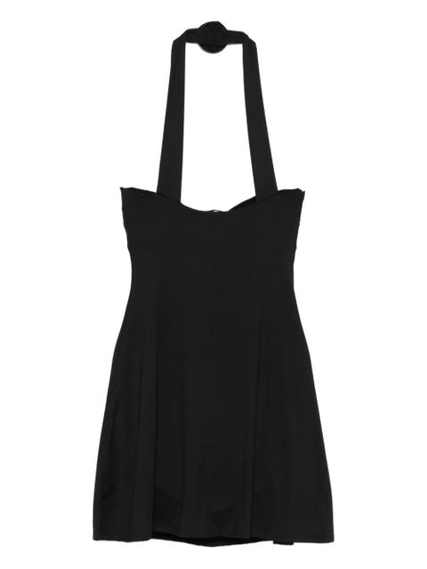 La Reveche halter-neck rose-embellished mini dress - Black