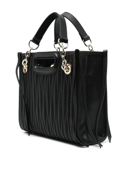 Maje mini quilted leather tote bag - Black