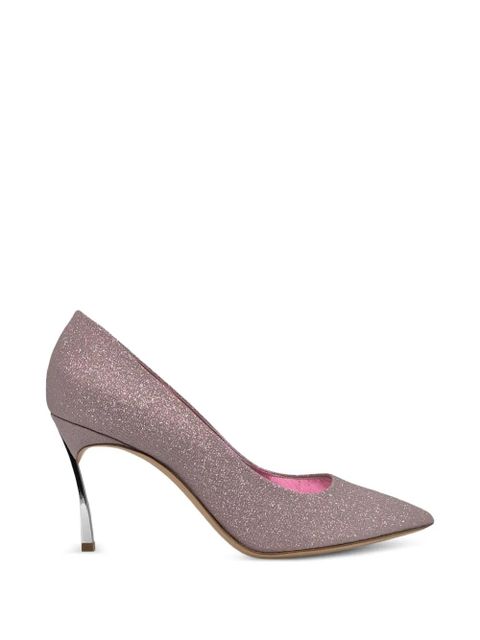 Casadei Blade glitter-effect pointed-toe heeled pumps - Pink - zdjęcie produktu nr 1