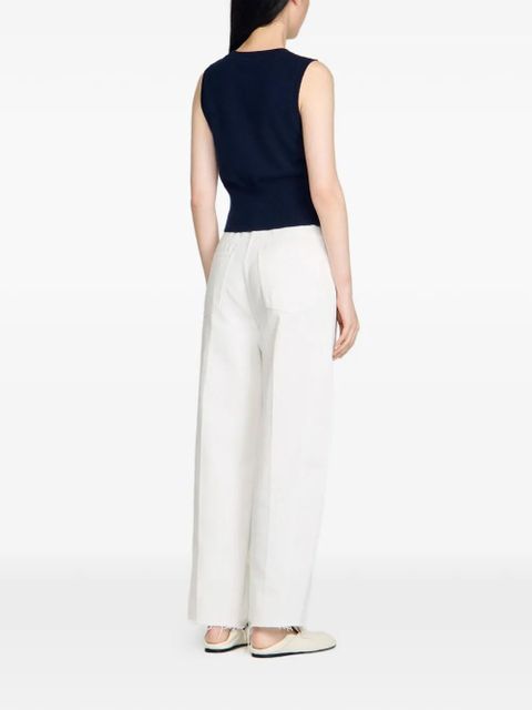 SANDRO cropped striped knit top - Blue
