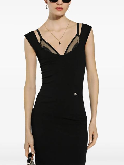 Dolce & Gabbana layered-neck midi dress - Black