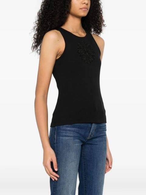 TWINSET floral-appliqué tank top - Black