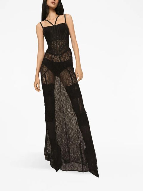 Dolce & Gabbana x Kim semi-sheer corset gown - Black