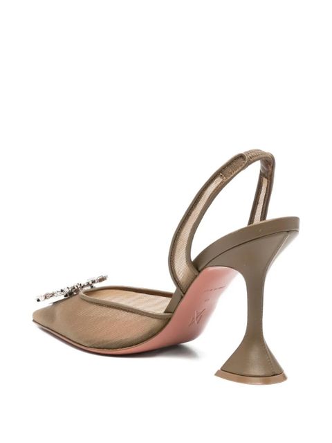 Amina Muaddi Begum embellishment sling pumps - Brown