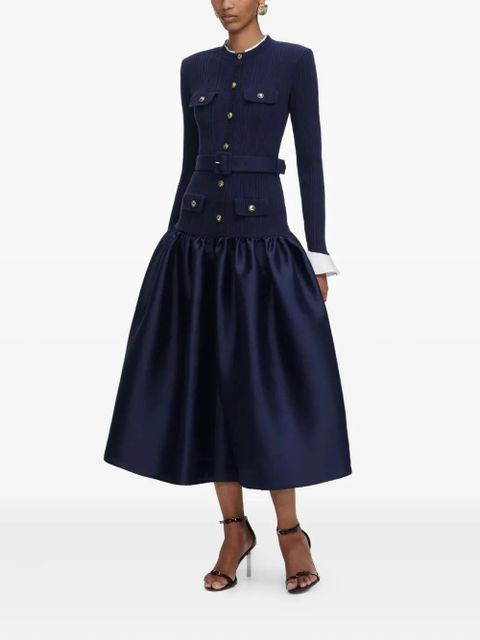 Self-Portrait belted midi dress - Blue