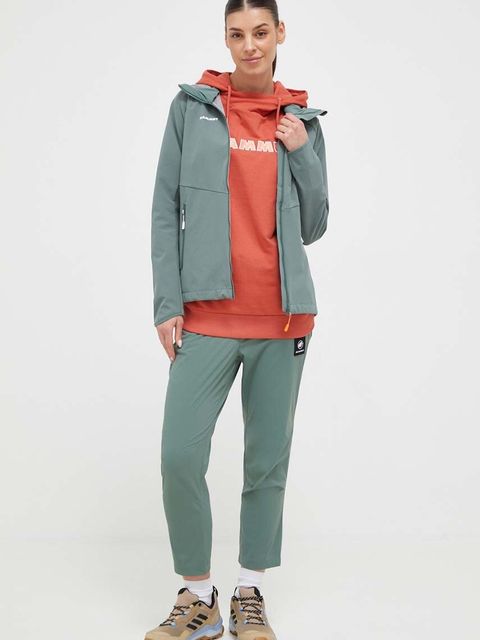 Mammut bluza ML Hoody Logo damska kolor pomarańczowy z kapturem z aplikacją