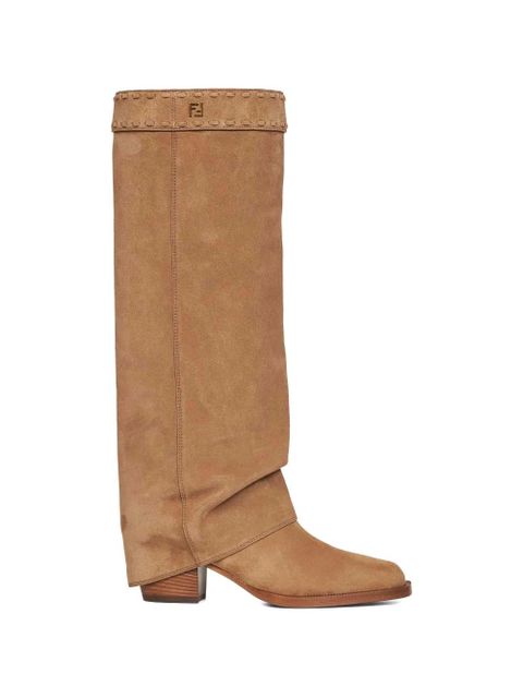 FENDI Minerva FF-logo knee boots - Neutrals - zdjęcie produktu nr 1