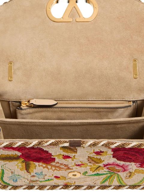 Valentino Garavani Vain embroidered shoulder bag - Neutrals