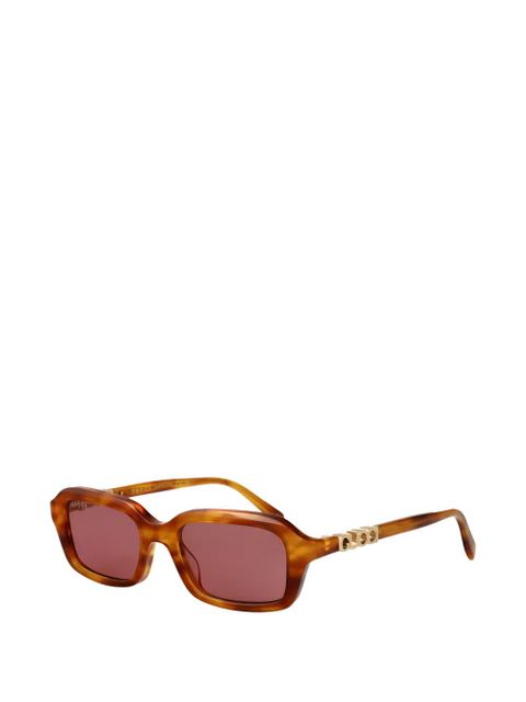 Gucci Eyewear logo-plaque rectangle-frame sunglasses - Brown - zdjęcie produktu nr 2