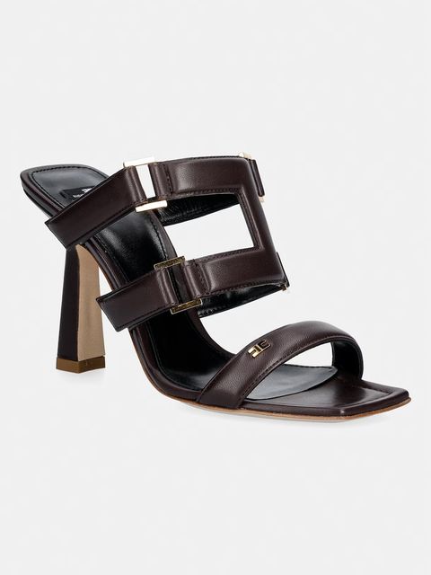 Elisabetta Franchi klapki na wysokim obcasie damskie skórzane - zdjęcie produktu nr 1