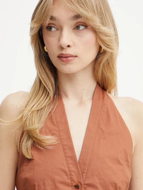 Marciano by Guess sukienka bawełniana PAT kolor brązowy mini prosta 5GGK43 7315A