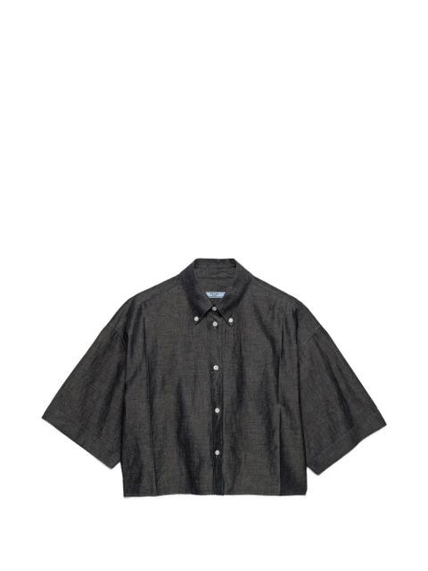 Prada short-sleeved chambray shirt - Blue - zdjęcie produktu nr 1