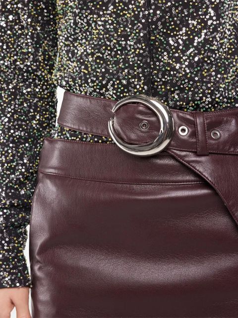 Rabanne belted leather split midi skirt - Brown