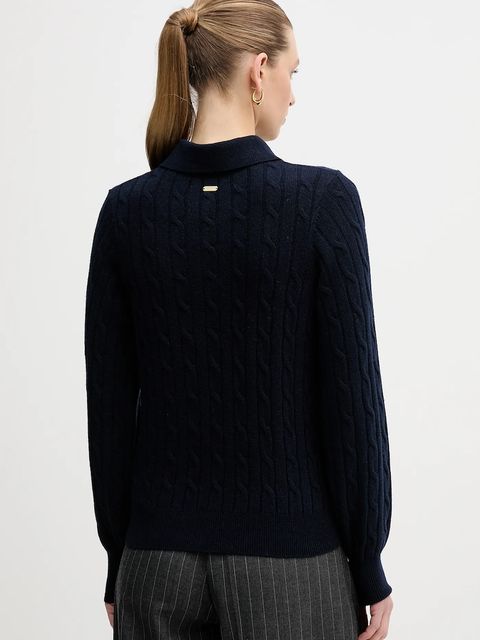 Barbour sweter z dodatkiem wełny Evie damski kolor granatowy LKN1730