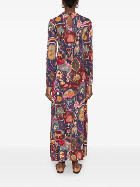 FARM Rio long-sleeve printed maxi dress - Purple