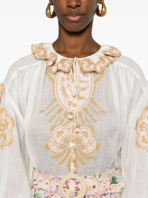 ZIMMERMANN Waverly-embroidered blouse - Neutrals