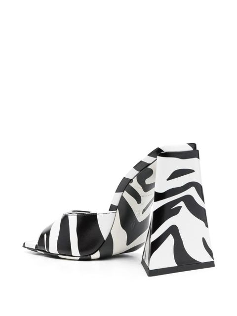 The Attico 115mm Devon zebra-print sandals - White