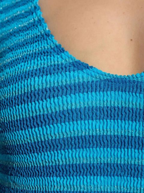 Bond-eye striped ribbed swimsuit - Blue