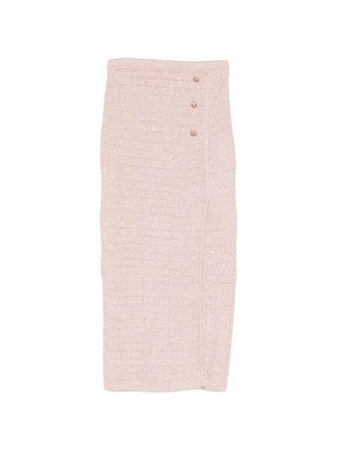 Alessandra Rich button-embellished midi skirt - Pink - zdjęcie produktu nr 1