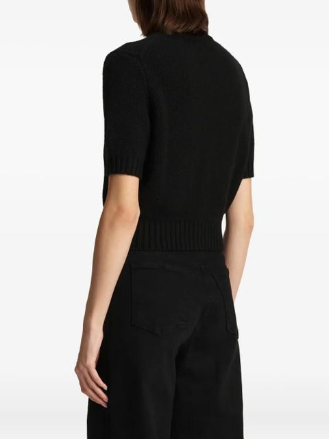 KHAITE short-sleeve button-up cardigan - Black