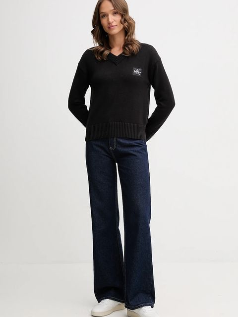 Calvin Klein Jeans sweter bawełniany damski kolor czarny LV047D352G - zdjęcie produktu nr 2