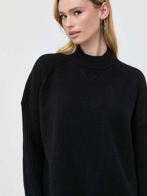 BOSS sweter wełniany damski kolor czarny