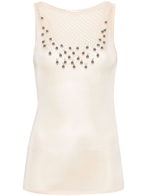 Rabanne bead-embellished knitted top - Neutrals - zdjęcie produktu nr 1