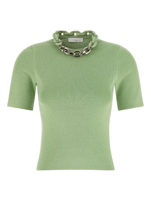 Rabanne embellished-collar ribbed T-shirt - Green - zdjęcie produktu nr 1
