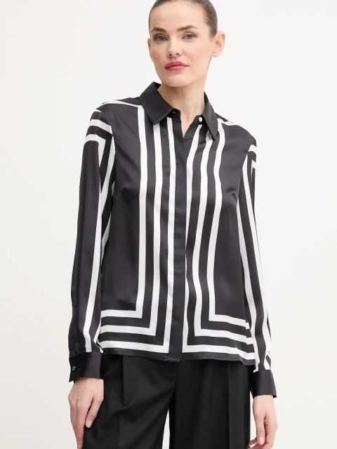 Morgan koszula damska kolor czarny regular z kołnierzykiem klasycznym CLINE