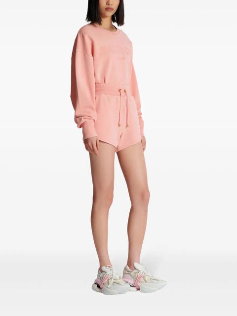 Balmain embroidered-logo cotton shorts - Pink