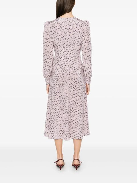 Alessandra Rich rose-print midi dress - Purple
