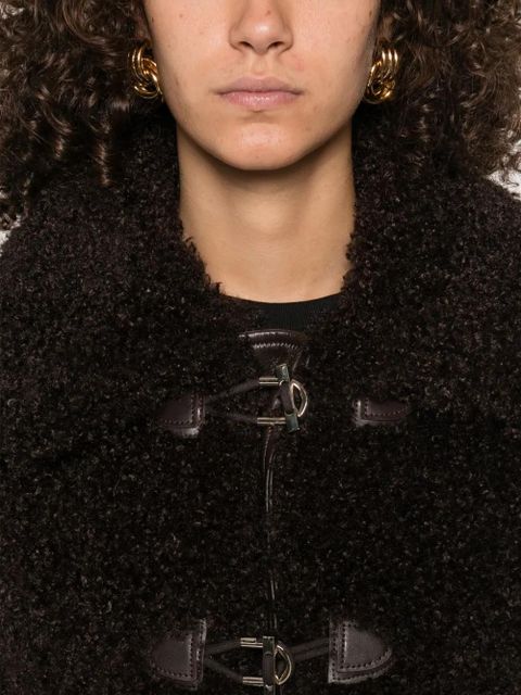 Maje toggle-fastening faux-fur jacket - Dark Brown